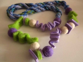 collana feltro crepla verde e blu