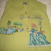 Cardigan di cotone verde ricamato