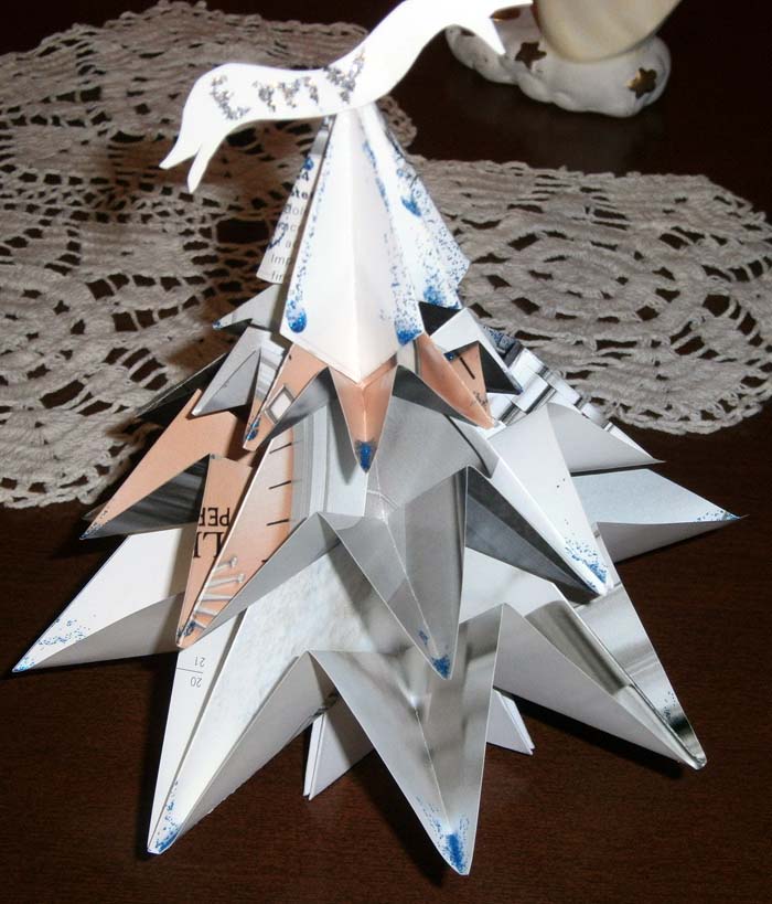 Abete origami argento